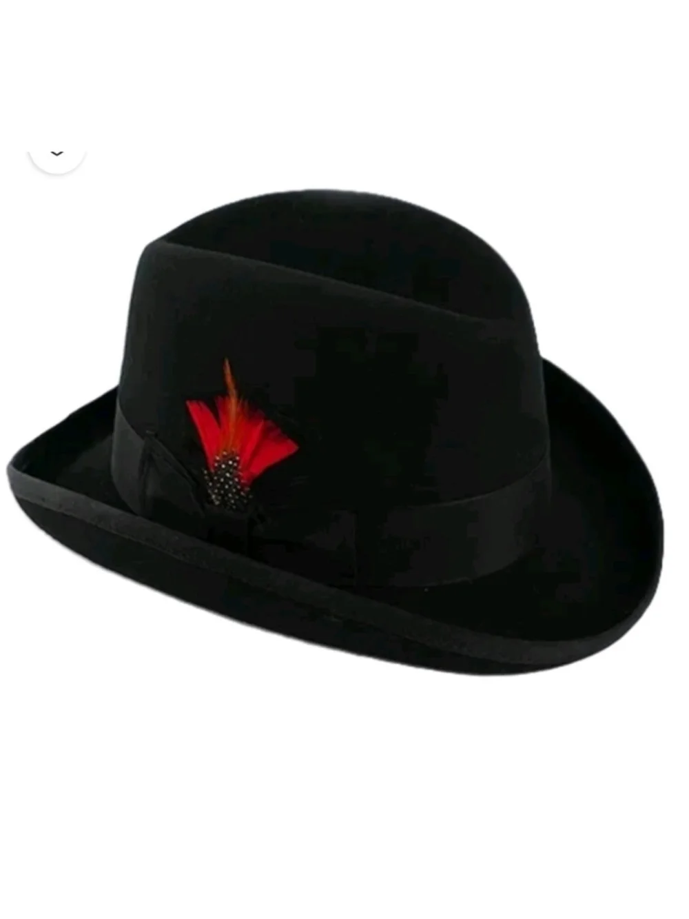 TWO HATS ONE PRICE Park Row Men's Black Solid Fedora Hat, Size 7 1/8, Feather,